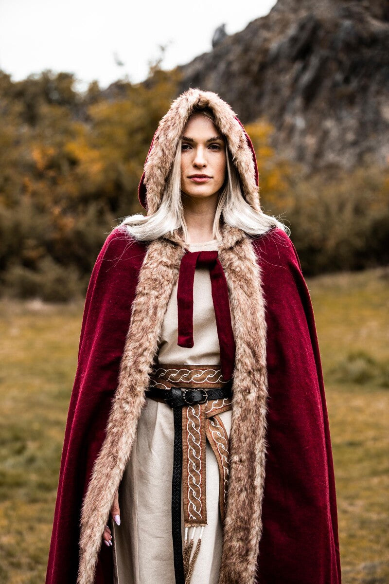 Red Pirate Cape | Hooded with Faux Fur Trim