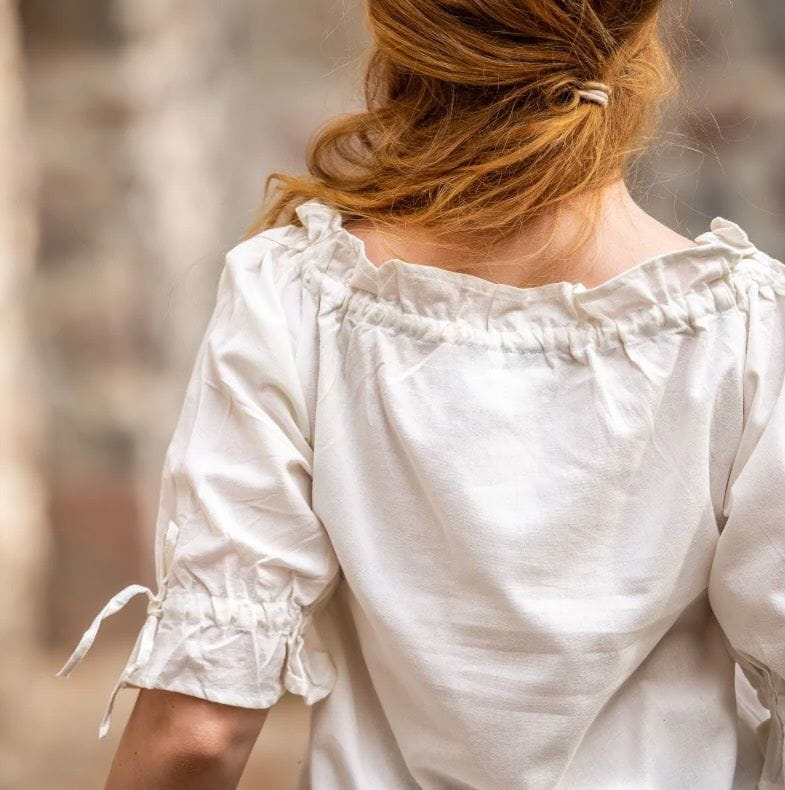 White Cotton Lace-Trimmed Pirate Blouse | On or Off Shoulder-Pirate Clothing Store