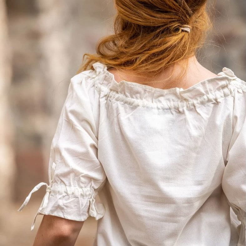 White Cotton Lace-Trimmed Pirate Blouse (rear view)