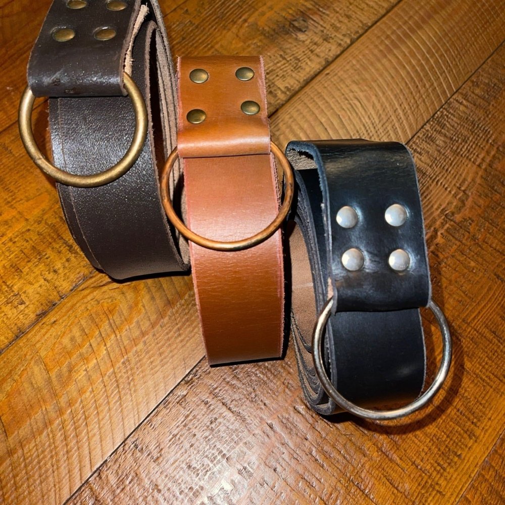Thick Leather Pirate Belt | Black with Ring Loop