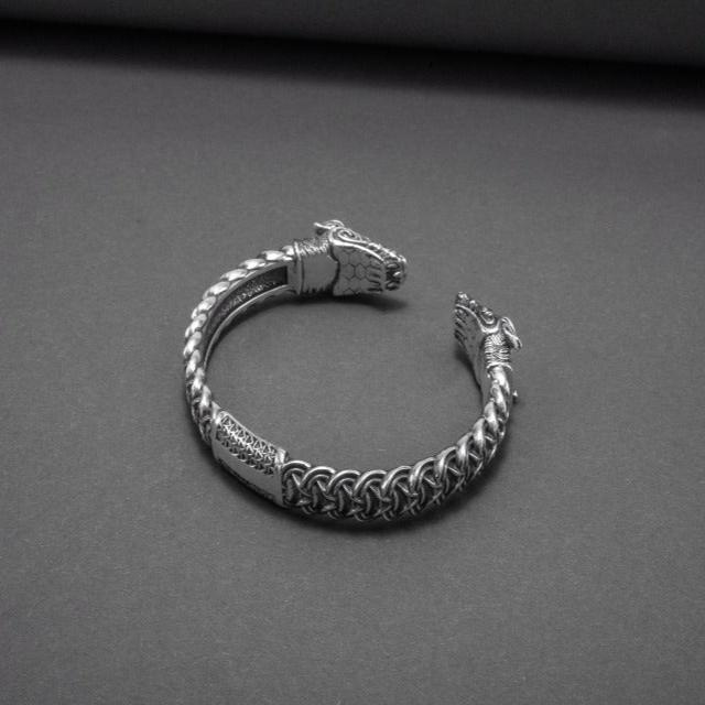 Viking Dragon Bracelet (Torc style) in Silver-6