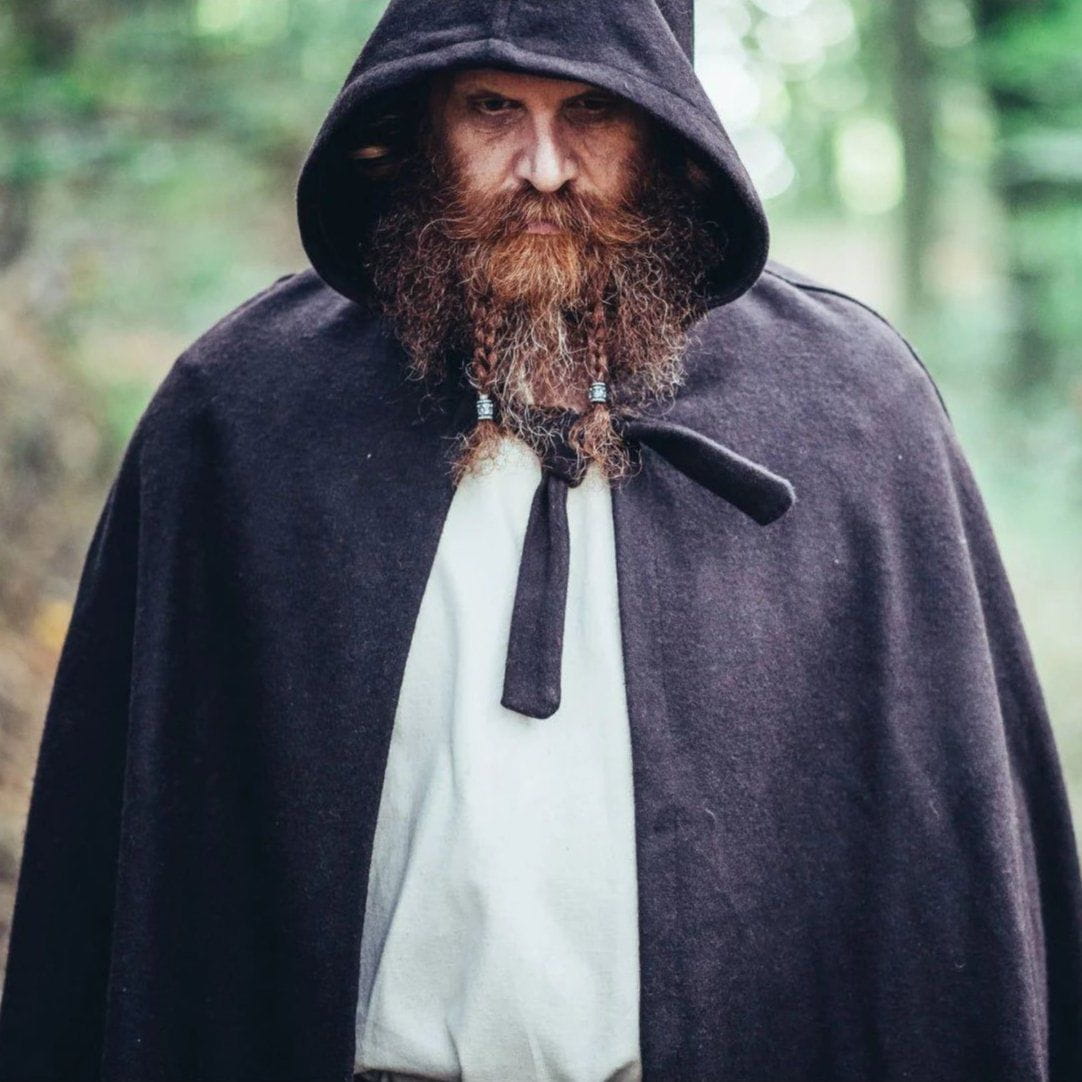 Long Hooded Wool Cloak | Adjustable Closure-Pirate Clothing Store