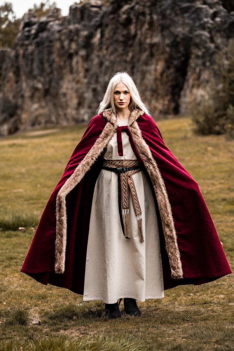Red Pirate Cape | Hooded with Faux Fur Trim