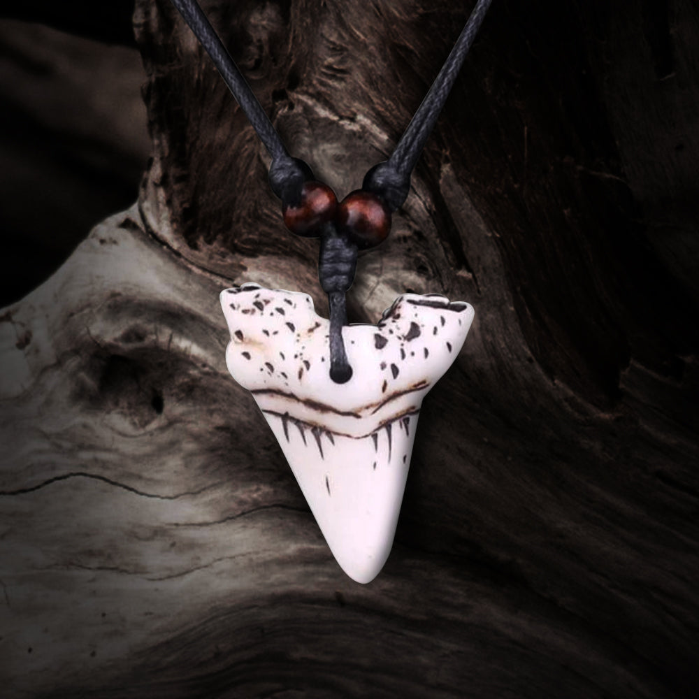 Shark Tooth Pendant in faux bone white