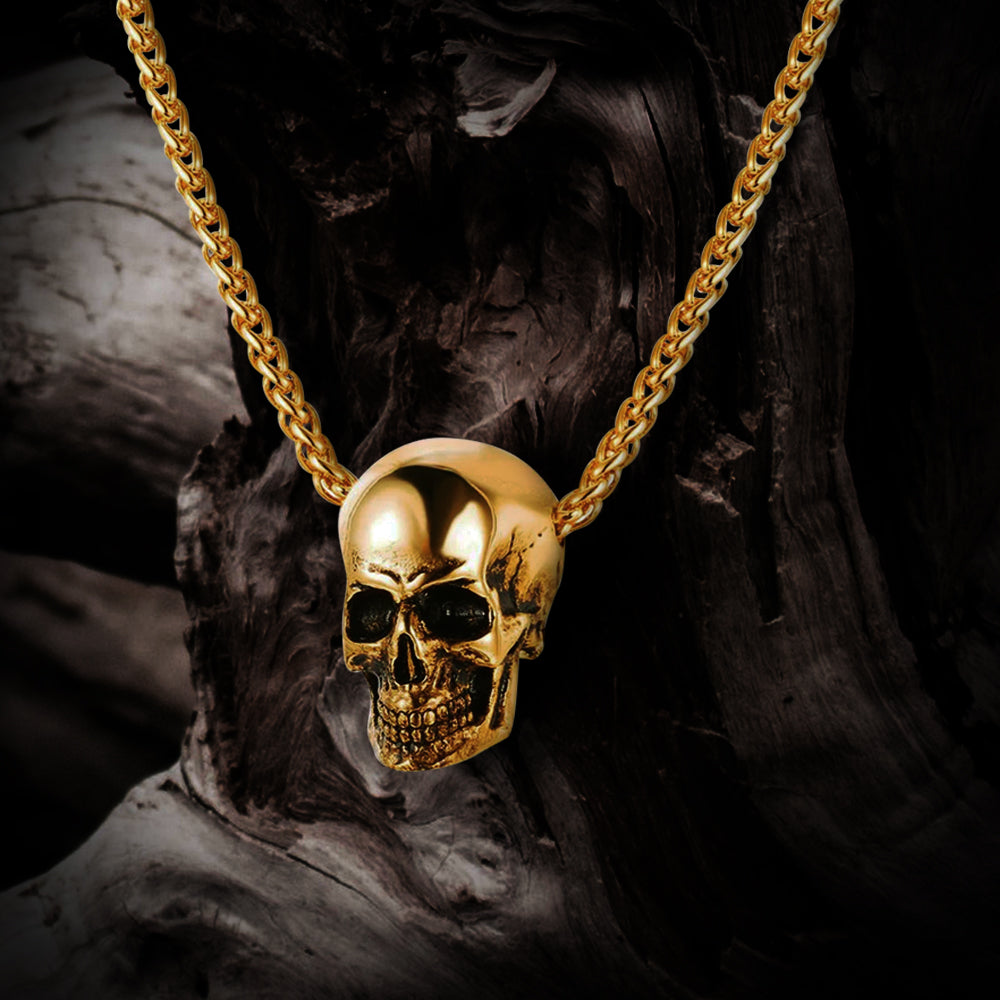 Skull Pendant Necklace in gold finish