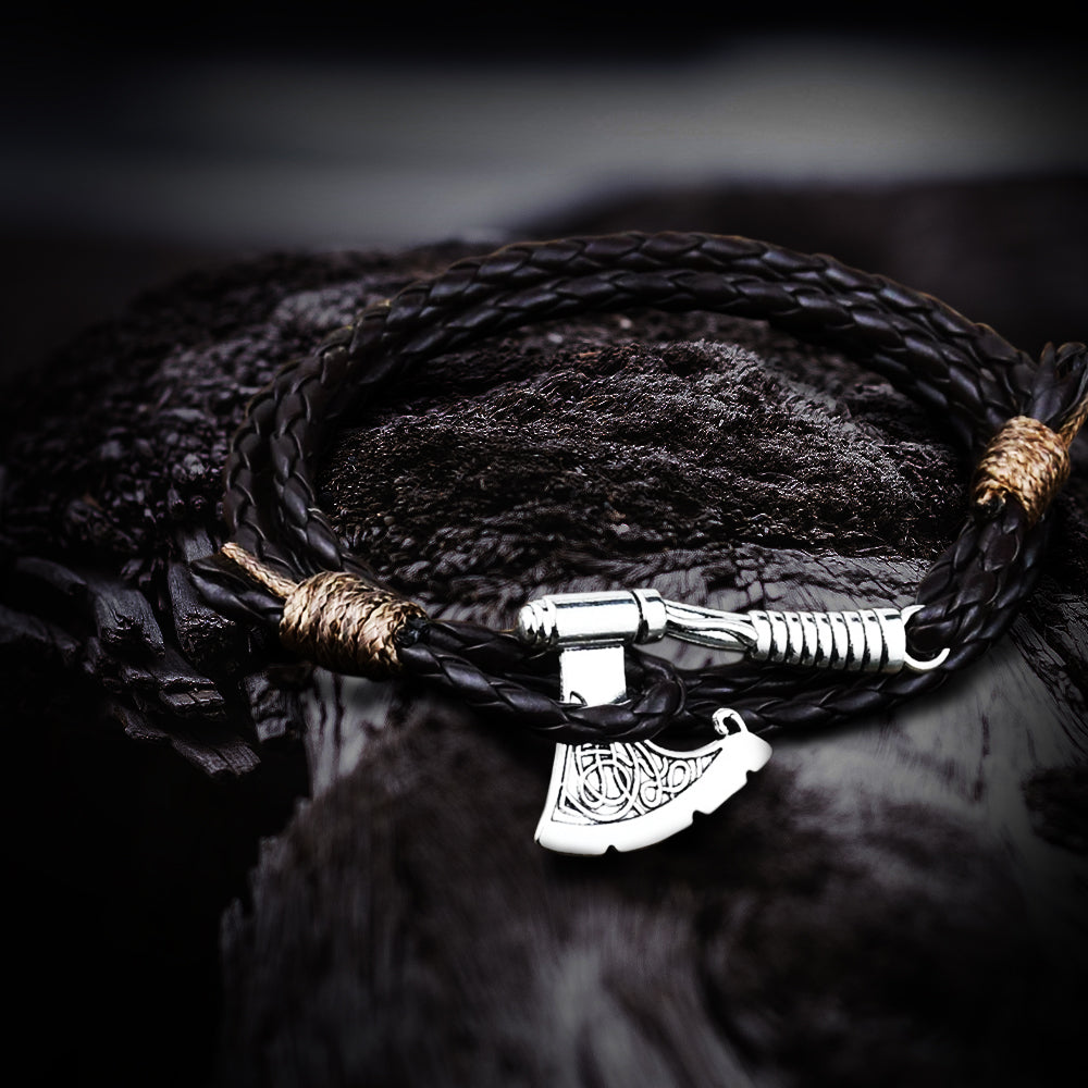 Handmade Mens Leather Bracelet Axe Wrap Viking Bracelet Pirate Jewelry for  Men | eBay
