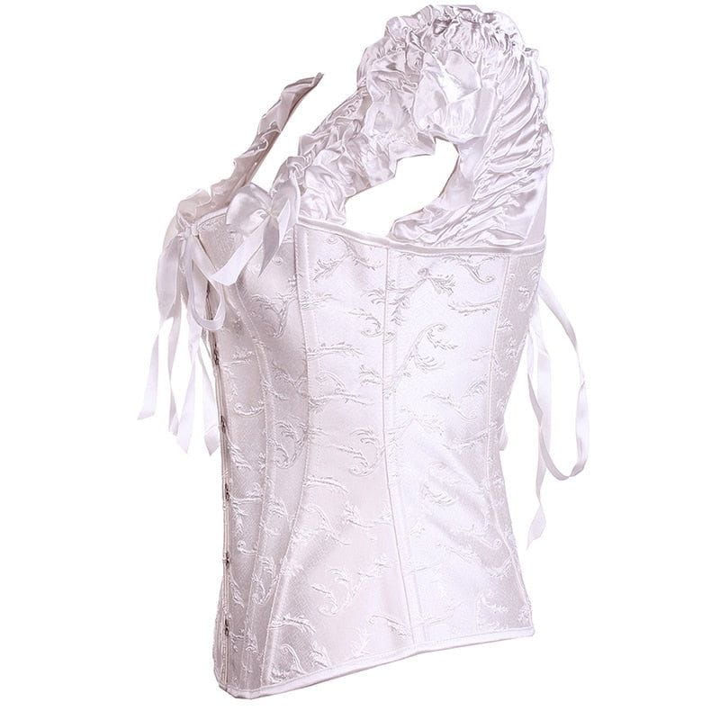 Boned Corset with Frilled Shoulder Straps side view