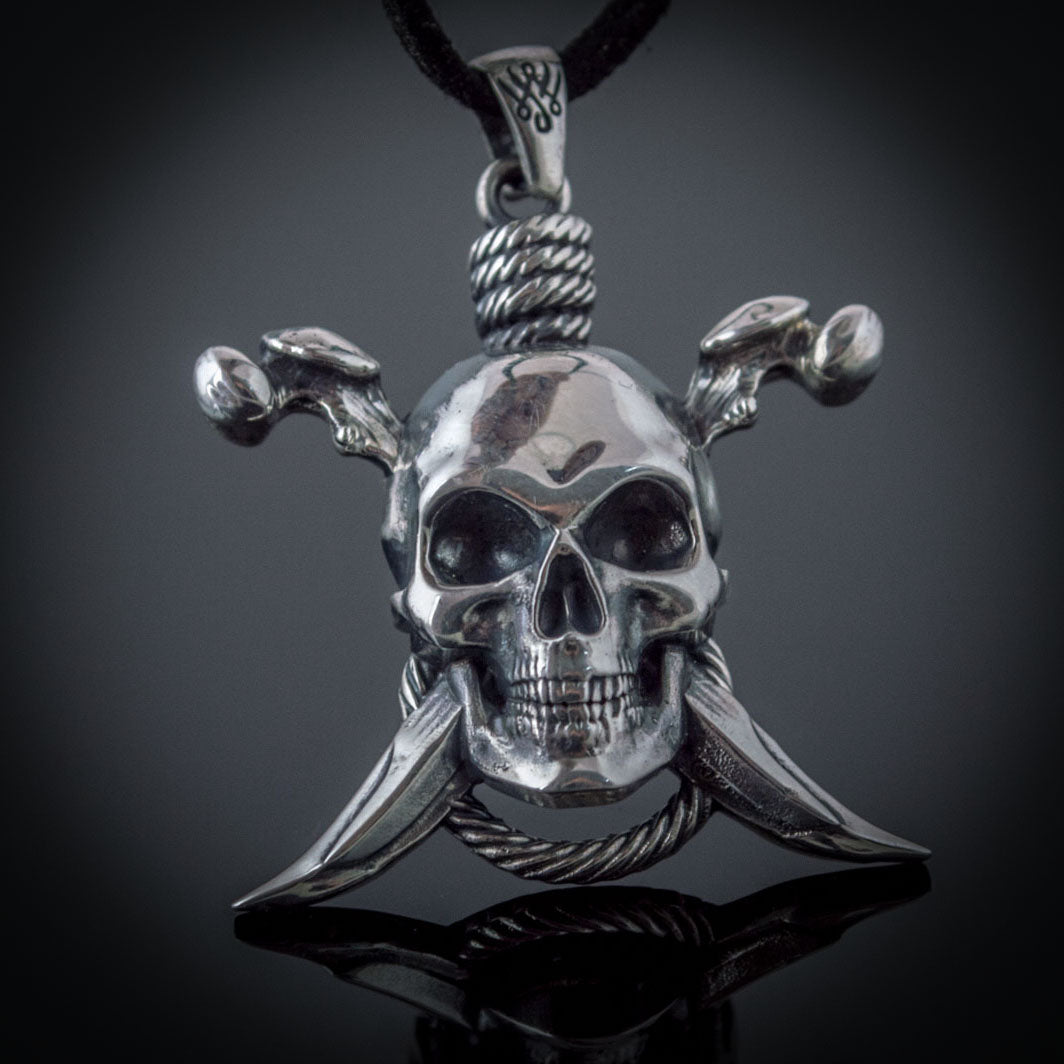 Hangman's Skull Silver Pirate Pendant