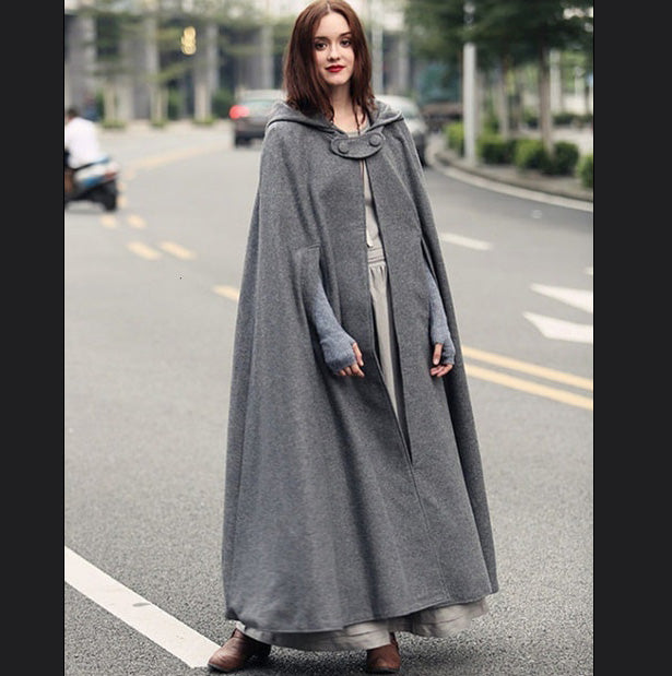 Full-Length Hooded Pirate Cloak in gray