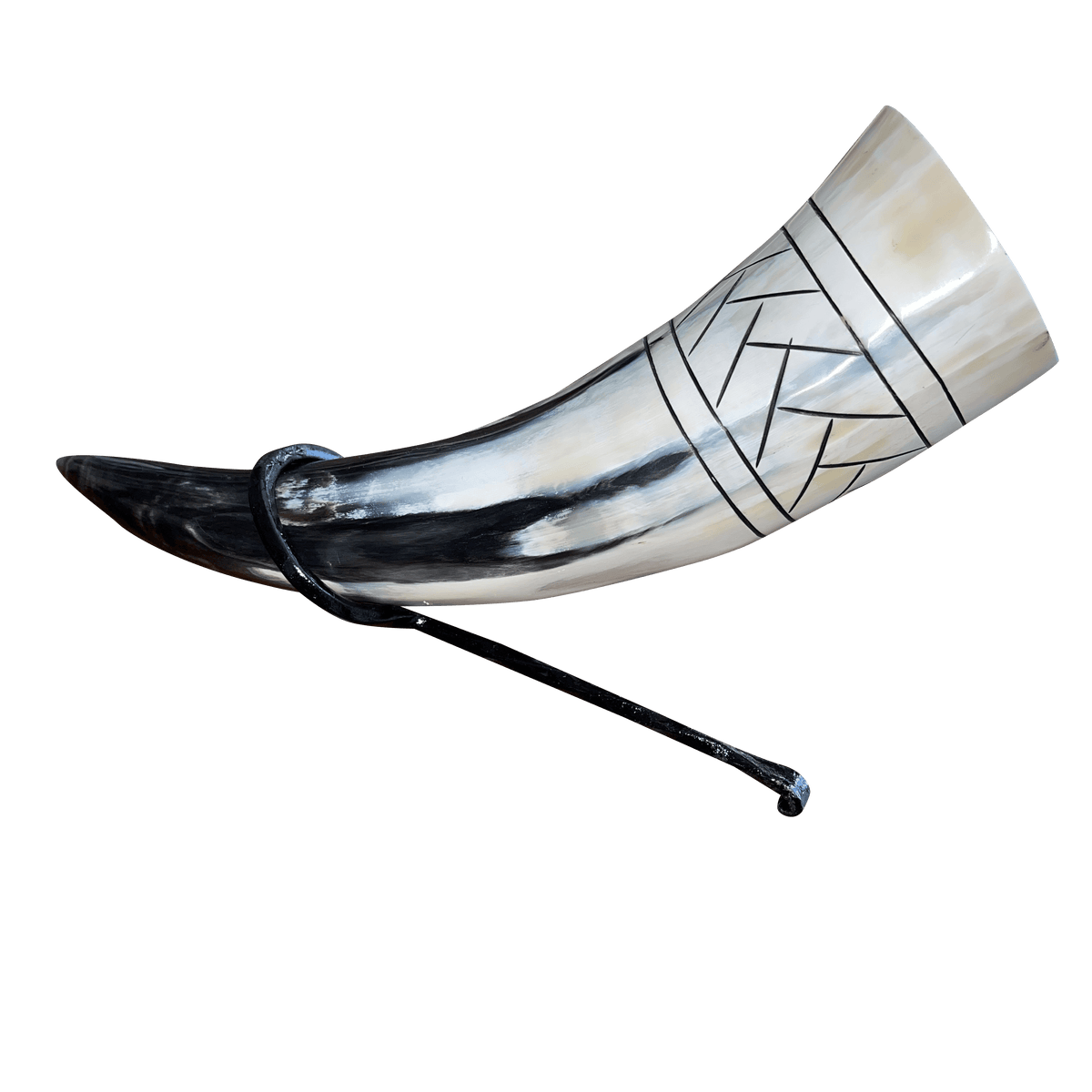 Pirate Drinking Horn with Belt Loop and Iron Stand - Scale Pattern