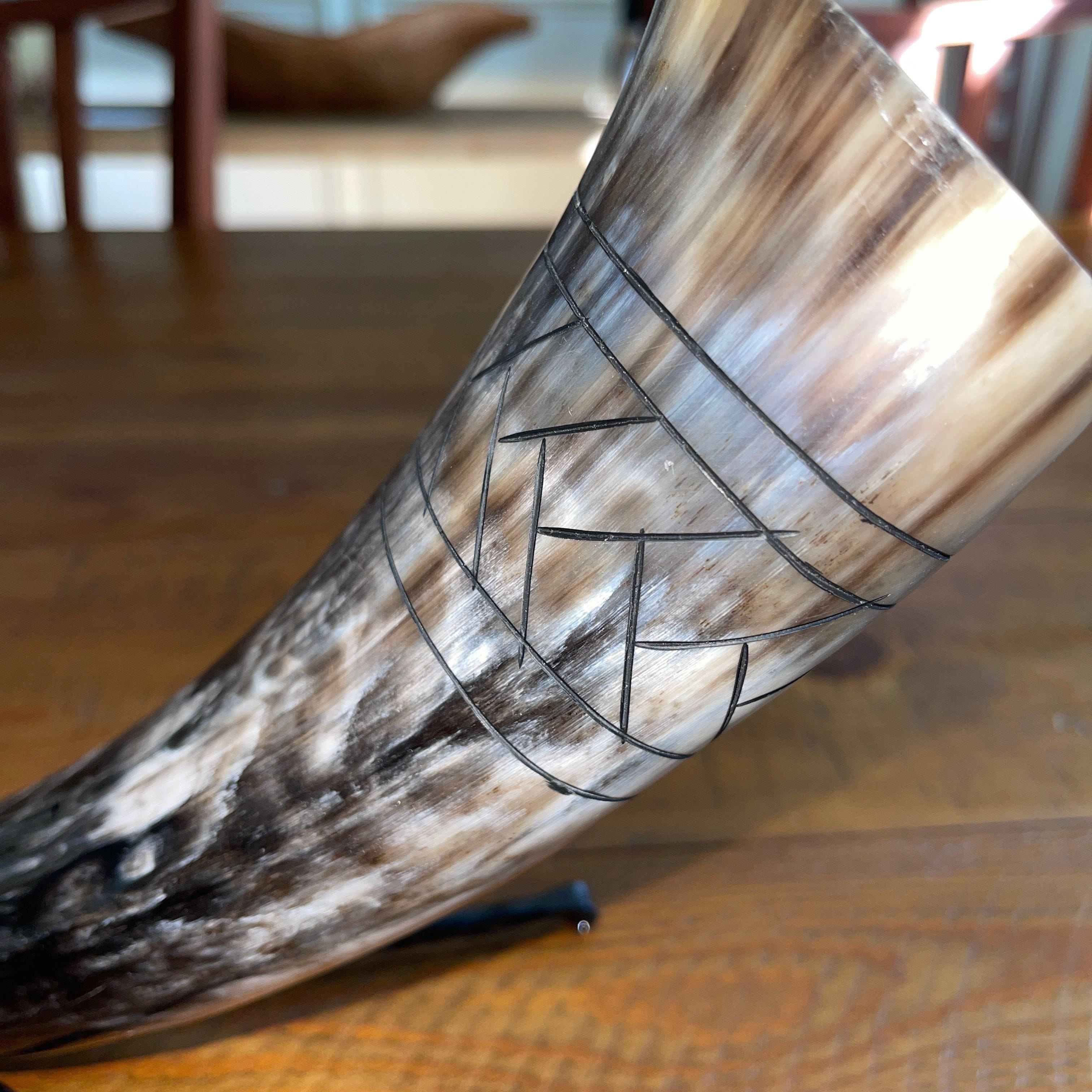 Pirate Drinking Horn with Belt Loop and Iron Stand - Scale Pattern-Pirate Clothing Store