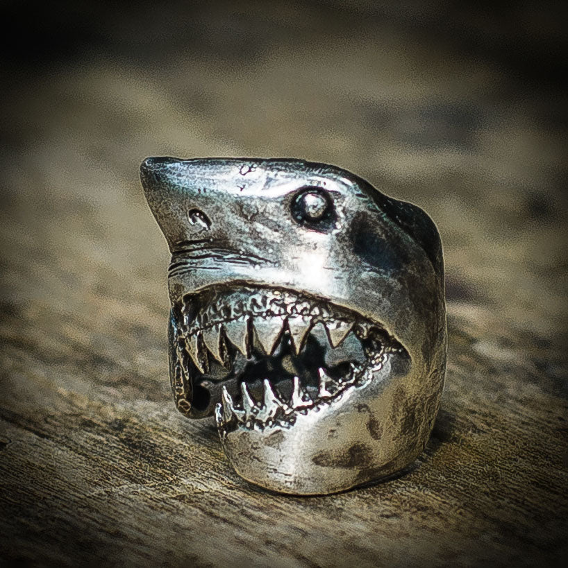 Striking Shark Sterling Silver Ring