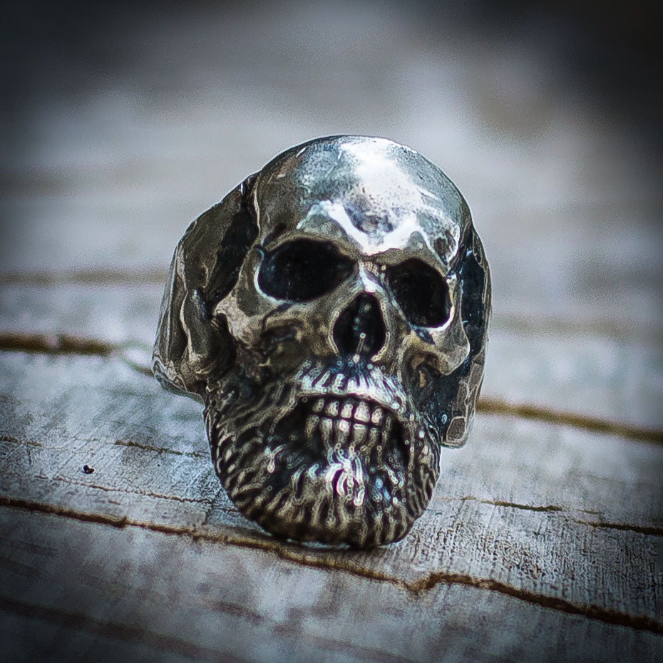 Bearded Skull Sterling Silver Ring