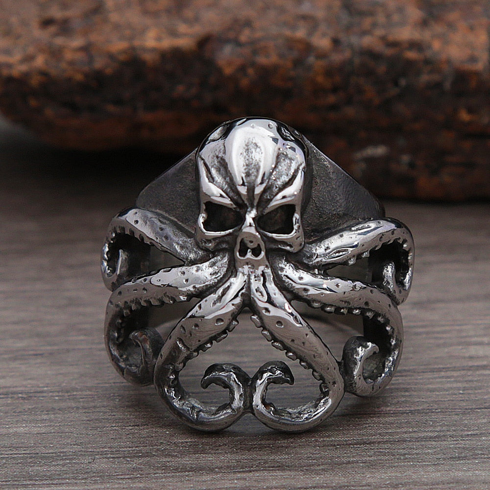 Angry Octopus Skull Ring