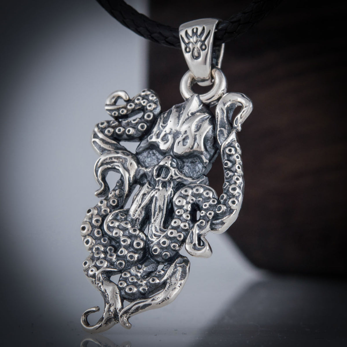 Kraken and Skull Sterling Silver Pendant