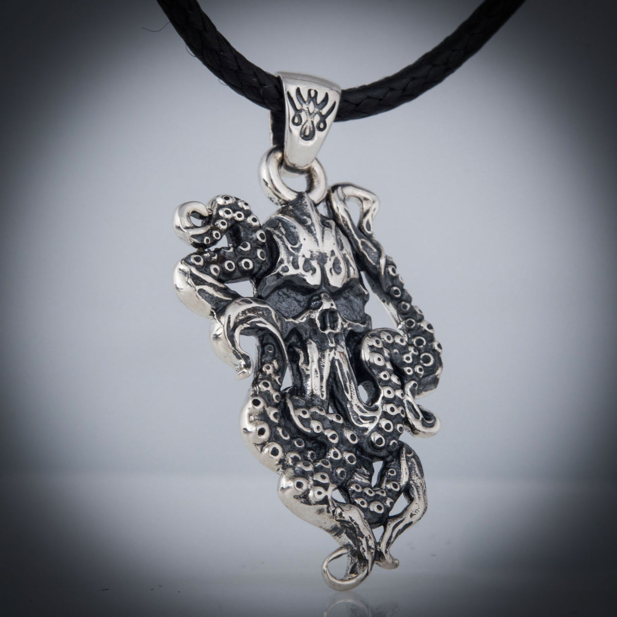 Kraken and Skull Sterling Silver Pendant