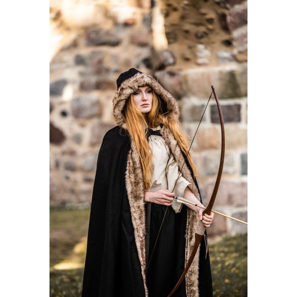 Black Hooded Viking Cloak for Women